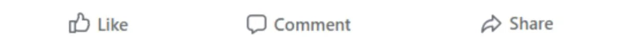 Social media icons: like, comment, and share.