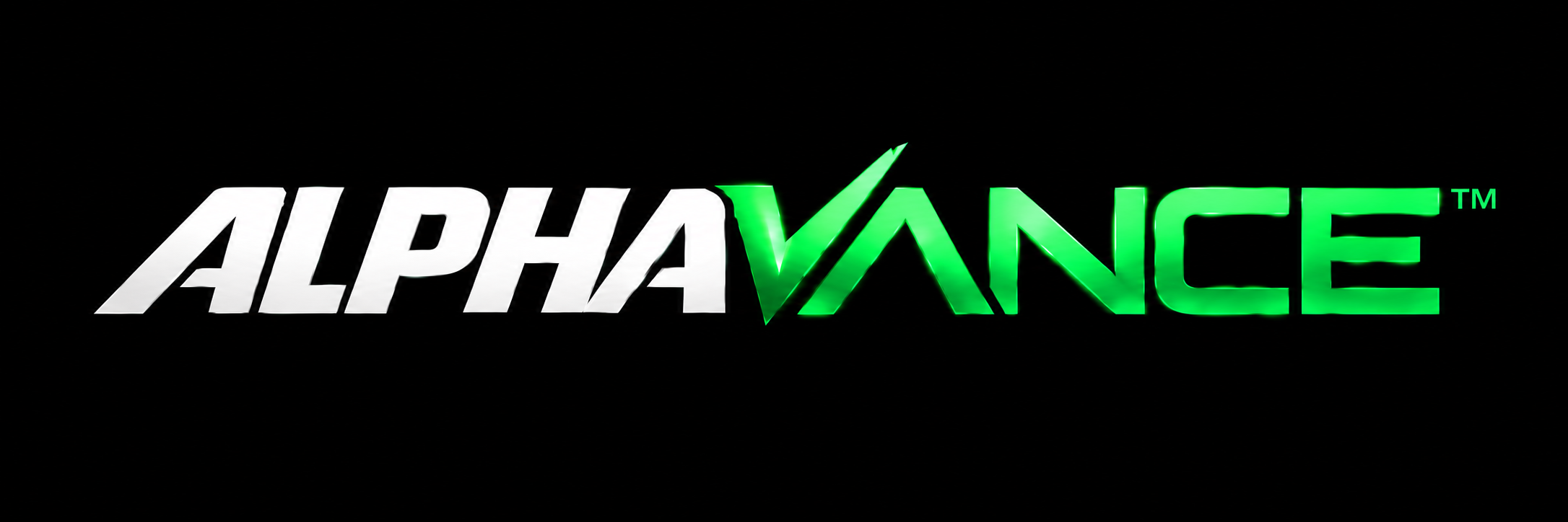 Text logo displaying the word 'Alphavance' in bold, white letters.